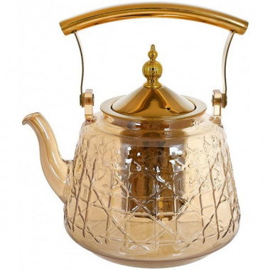 Чайник скляний заварювальний "Amber" 1200мл з металевим фільтром (B488) (19249)