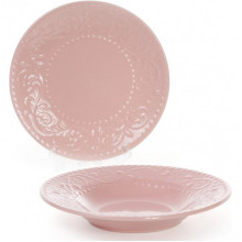 Набір 6 супових тарілок Leeds Ceramics Ø23см, кам'яна кераміка (рожеві) (4249)