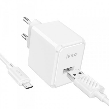 Мережевий зарядний пристрій з кабелем HOCO CS11A Ocean single port charger set(Micro) White (6942007603591) (549)