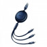 Кабель Baseus Bright Mirror 2 Series Retractable 3-in-1 Fast Charging  Data Cable USB to M+L+C 3.5A 1.1m Blue (CAMJ010003) (14749)