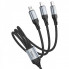 Кабель HOCO X102 Fresh 3-in-1 charging data cable (iP+Micro+Type-C) Black (6942007608794) (19749)