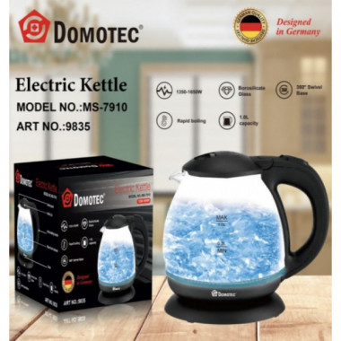 Электрический стеклянный чайник с LED подсветкой Domotec MS 7910 1л, 1650Вт (20849)