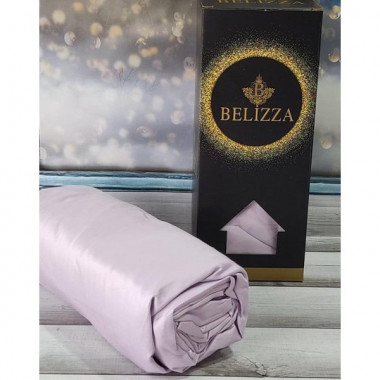 Сатинове простирадло на резинці 180х200см та 2 наволочки 50х70см, Belizza "Pastel Purple" (6849)