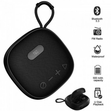 Портативная Bluetooth колонка с наушниками TG813, с функцией speakerphone, радио Черная (14259)