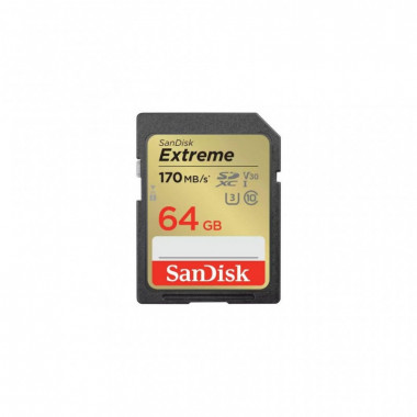 Карта памяти SanDisk 64GB SD class 10 UHS-I U3 V30 Extreme (SDSDXV2-064G-GNCIN) (21259)