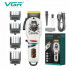 Аккумуляторная машинка для стрижки VGR V-699, 4 насадки, LED дисплей, Белая (14359)