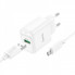Мережевий зарядний пристрій з кабелем HOCO C140A Smart single port QC3.0 charger set (Micro)(EU) White (6942007627818) (14759)