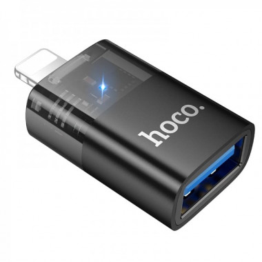Перехідник HOCO UA36 iP male to USB female OTG transparent adapter Black (6942007647151) (14859)