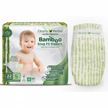 Подгузники Clearly Herbal Bamboo, розмір 5 (11-18 кг), 22 шт (1137) (22859)