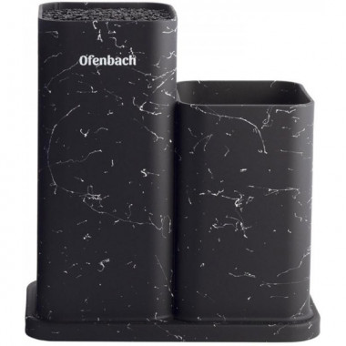Підставка-колода Ofenbach Black Marble для кухонних ножів і ножиць 21.5х13х23см подвійна (2959)