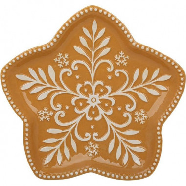 Набір 4 керамічні тарілки "Прянична Сніжинка" Ø25см (19269)
