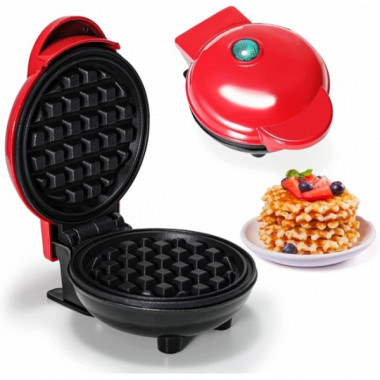 Электрическая мини вафельница Waffle Maker с антипригарным покрытием Красная (21269)