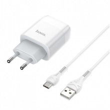 Мережевий зарядний пристрій з кабелем HOCO C73A Glorious dual port charger set(Type-C) 12W White (6931474713070) (469)