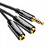 Аудіокабель UGREEN AV134 3.5mm male to 2 female, TPE, 2m Black (UGR-20816) (15179)