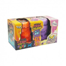 Вязкая масса 2 в 1 "Mega Stretch Slime" и "Fluffy Slime" FLS-03-01U Оранжевый-фиолетовый