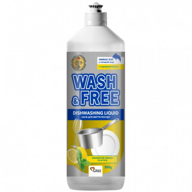 Средство для ручного мытья посуды Wash&Free Сочный лимон и мята 500 г (4823128001362) (21279)