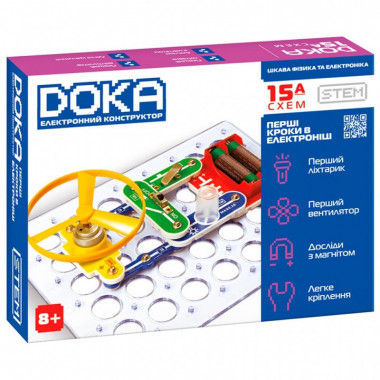 Конструктор DOKA электронный Первые шаги в электронике (Набор А, 15 схем) (D70709) (17289)