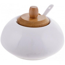 Цукорниця Ceram Bamboo Ø12х9см з ложкою і дерев'яною кришкою (5289)