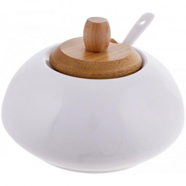 Цукорниця Ceram Bamboo Ø12х9см з ложкою і дерев'яною кришкою (5289)