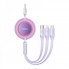 Кабель Baseus Bright Mirror 2 Series Retractable 3-in-1 Fast Charging  Data Cable USB to M+L+C 66W 1.1m Purple (CAMJ010105) (14789)
