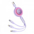 Кабель Baseus Bright Mirror 2 Series Retractable 3-in-1 Fast Charging  Data Cable USB to M+L+C 66W 1.1m Purple (CAMJ010105) (14789)