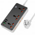 Сетевое зарядное устройство удлинитель HOCO AC8A 3 USB/ Type-C 3 розетки 1,5m PD/QC, 3A/30W (18699)
