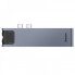 USB Hub Baseus Thunderbolt C Pro Dual Type-C to USB3.0*2+HDMI+RJ45+Type-C PD+ microSD+ SD(CAHUB-L0G) USB Hub Baseus Thunderbolt C Pro Seven-in-one Dual Type-C to USB3.0*2 + HDMI + RJ45 Ethernet + Type-C PD + microSD + SD card Cерый (CAHUB-L0G) (3699)